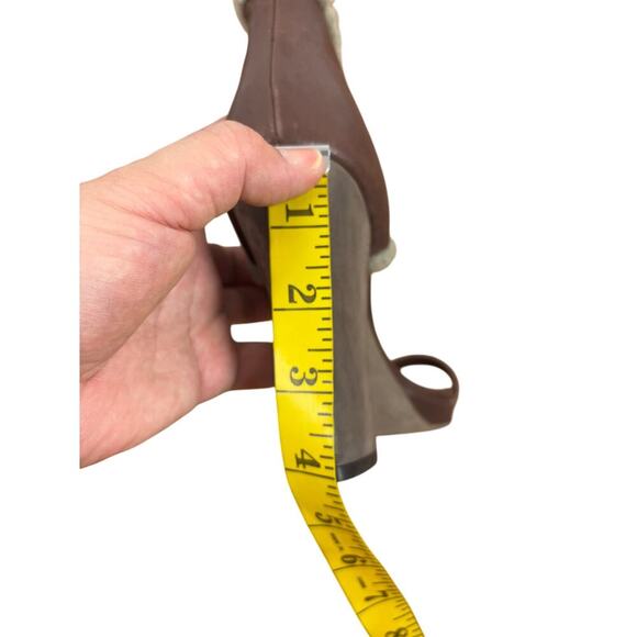 B45 BRUNELLO CUCINELLI Leather Fur Trim Heels Block Sandals EU 36 US 6 - Picture 8 of 12